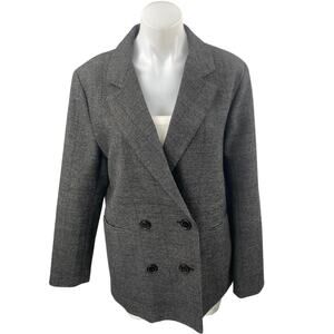 Urban Outfitters Gray Plaid Double Breasted Long Sleeve Blazer Coat Jacket Sz M